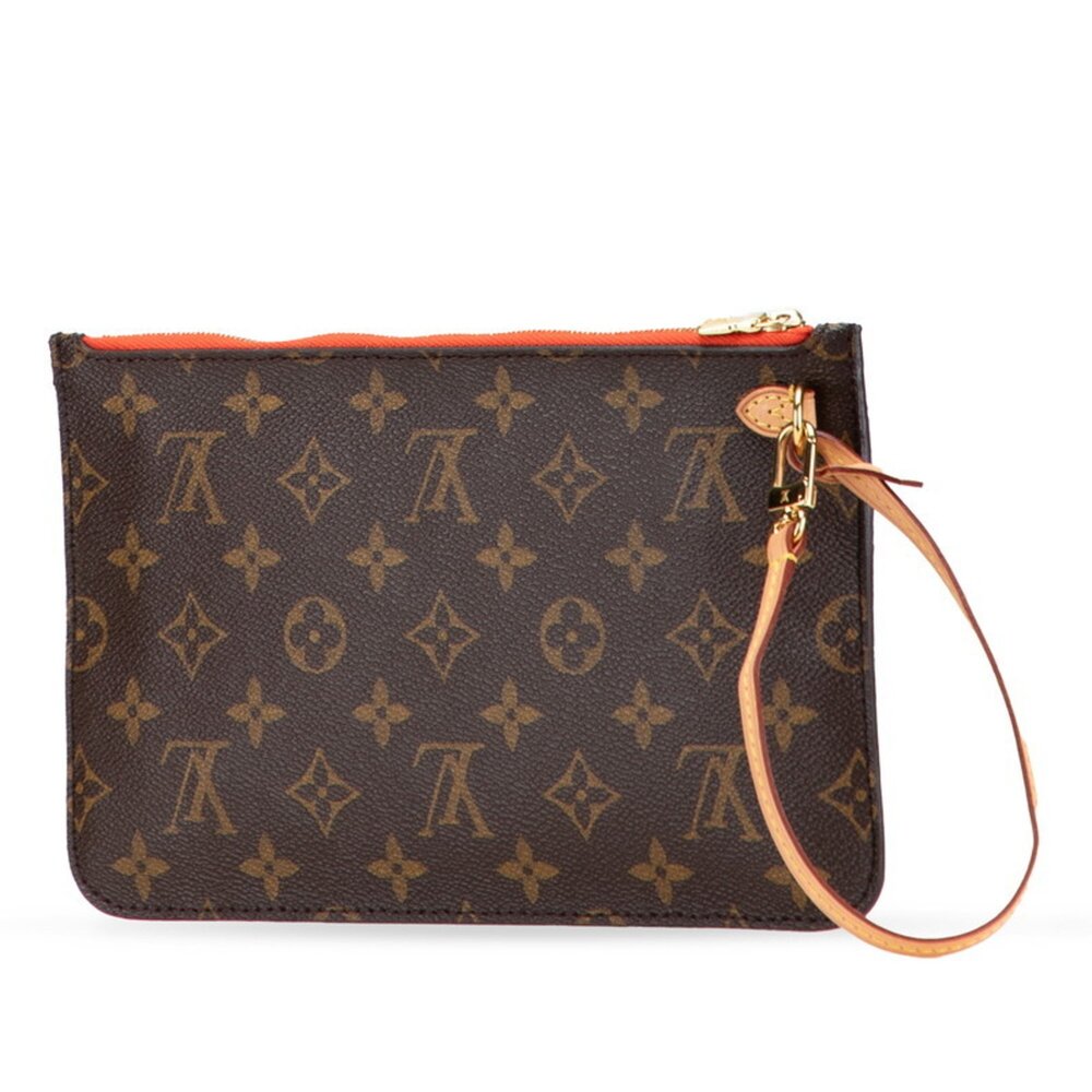 LOUIS VUITTON Authentic Brown Monogram Leather Neverfull MM Pouch - Picture 2 of 10